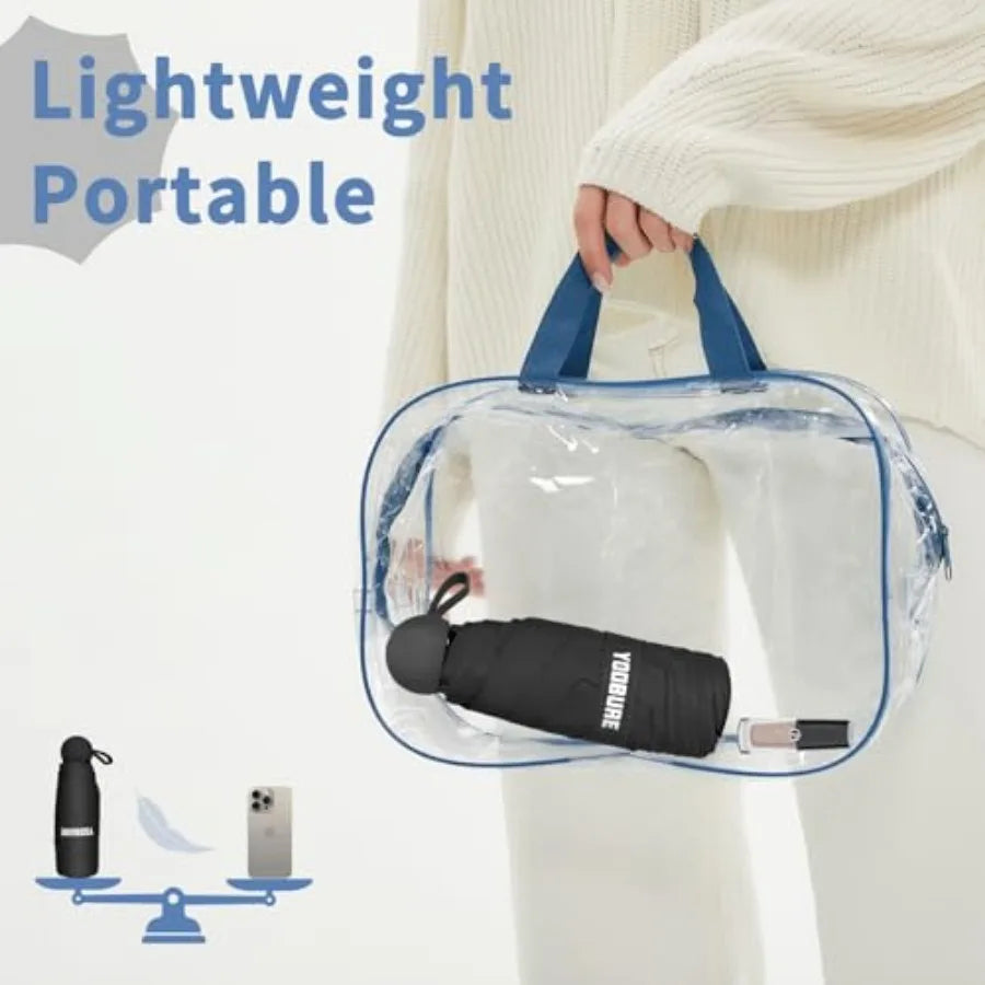 Travel Umbrella Portable Compact Umbrellas, Pocket Mini for Purse, Umbrellas for UV Sun and Rain Small for Backpack, Umbrella w