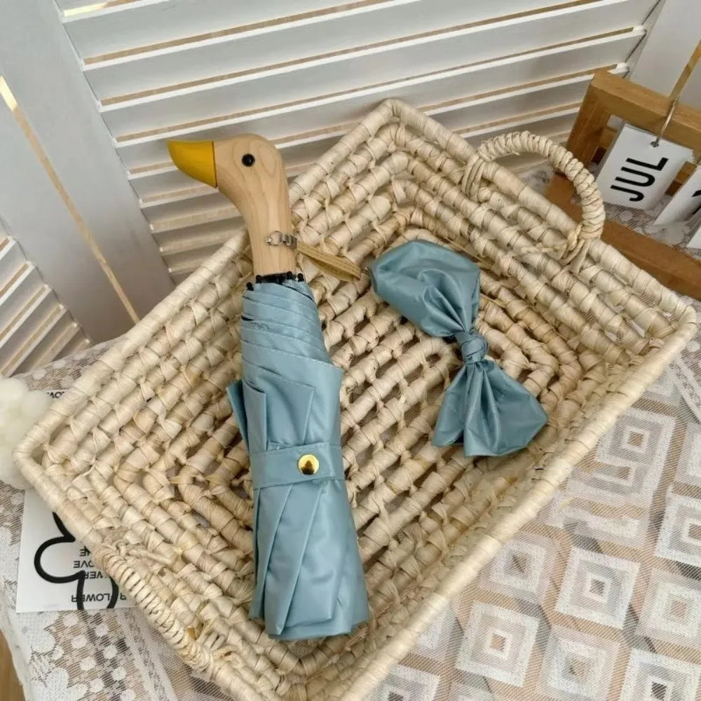 INS Cartoon Folding Umbrella Dual-use Waterproof Duck Head Umbrella UV Protection Manual Sun Sunscreen Umbrella Rain Gear