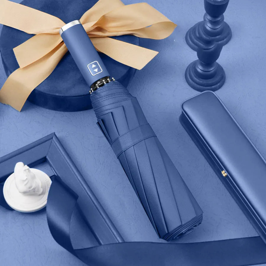 Stylish Automatic Umbrella - UV Protection, Windproof with 10 Reinforced Ribs, Design for Sun & Rain