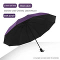 Super Large Foldable Umbrella Black Sun Protection Reinforced 12 Bones Sturdy for Three Men And Women  Manually open