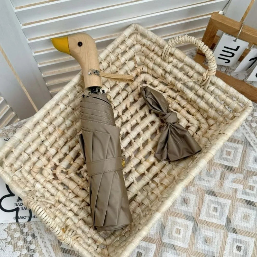 INS Cartoon Folding Umbrella Dual-use Waterproof Duck Head Umbrella UV Protection Manual Sun Sunscreen Umbrella Rain Gear