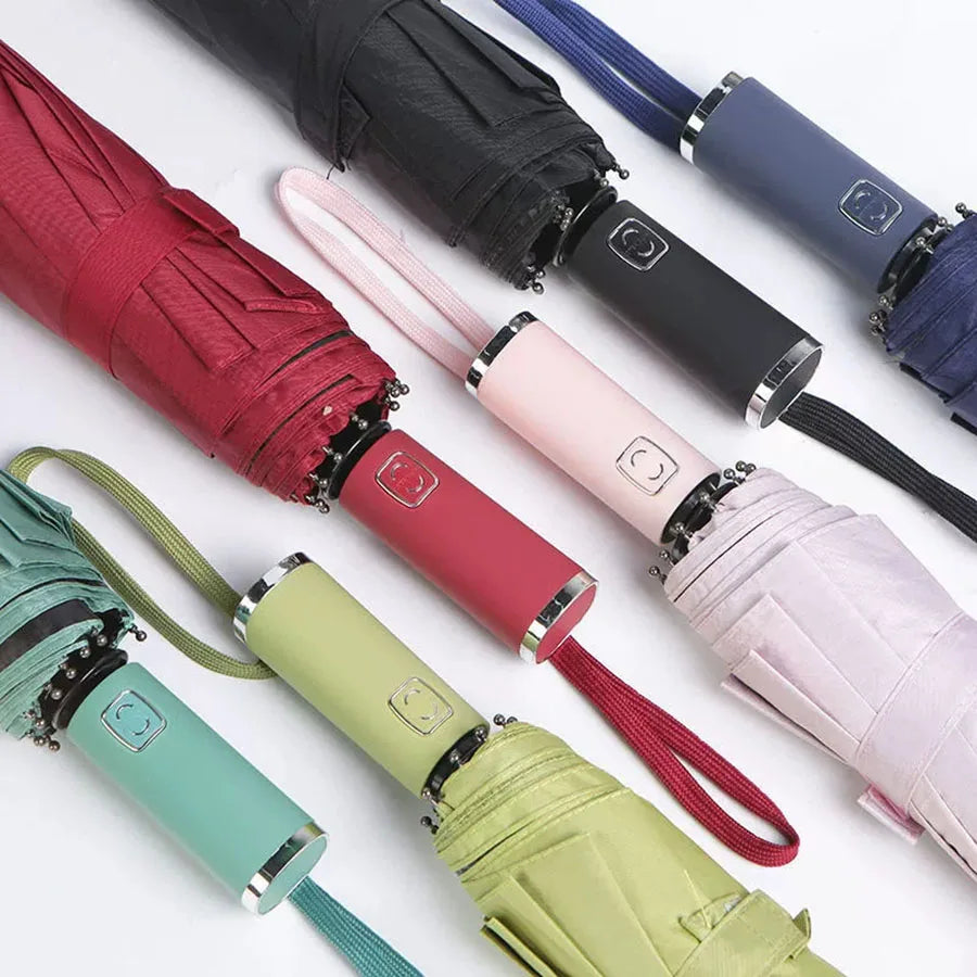 Stylish Automatic Umbrella - UV Protection, Windproof with 10 Reinforced Ribs, Design for Sun & Rain
