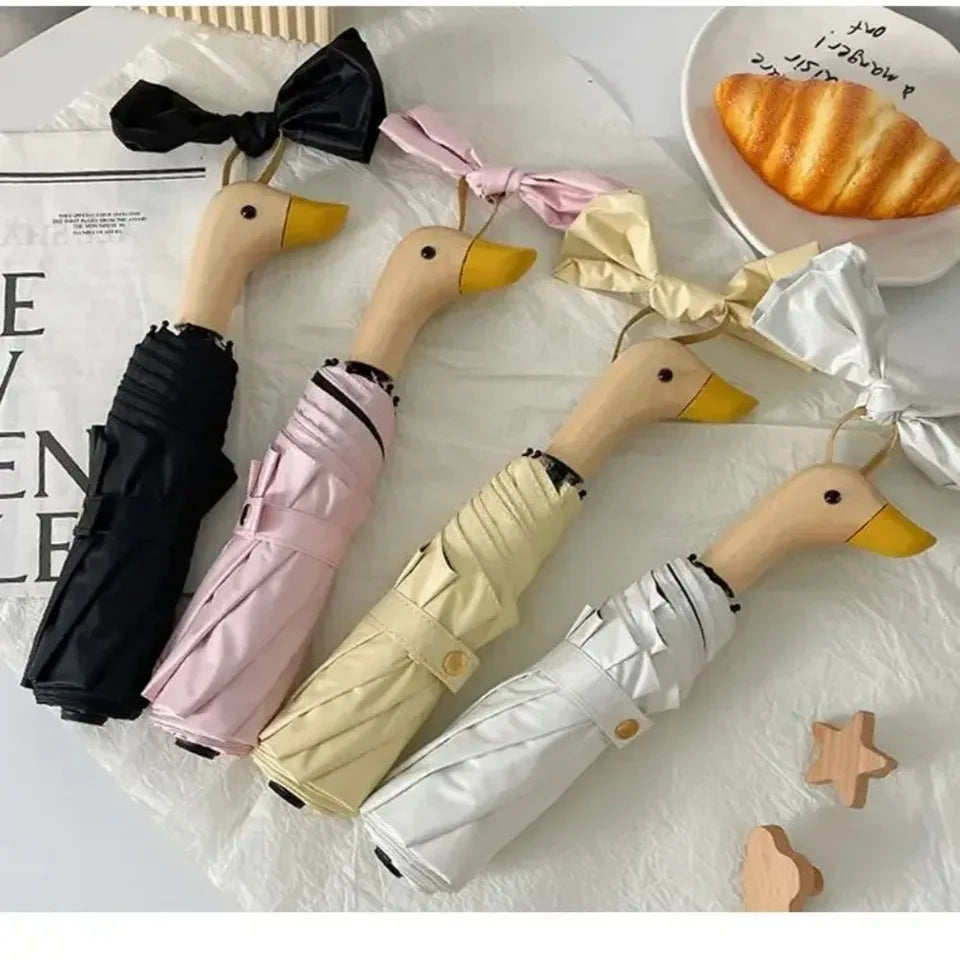 INS Cartoon Folding Umbrella Dual-use Waterproof Duck Head Umbrella UV Protection Manual Sun Sunscreen Umbrella Rain Gear