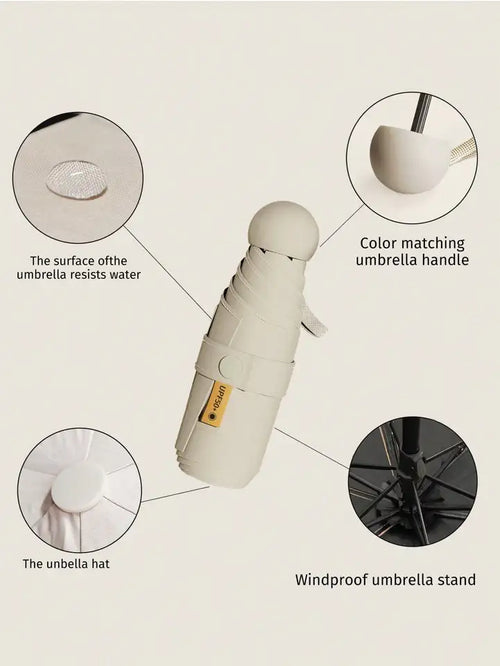 Capsule Sunshade Umbrella, Women's UV Protection Folding Parasol, 2-In-1 Mini Ultralight Portable,Outdoor,Garden,Travel Essentials,Portable Essentials