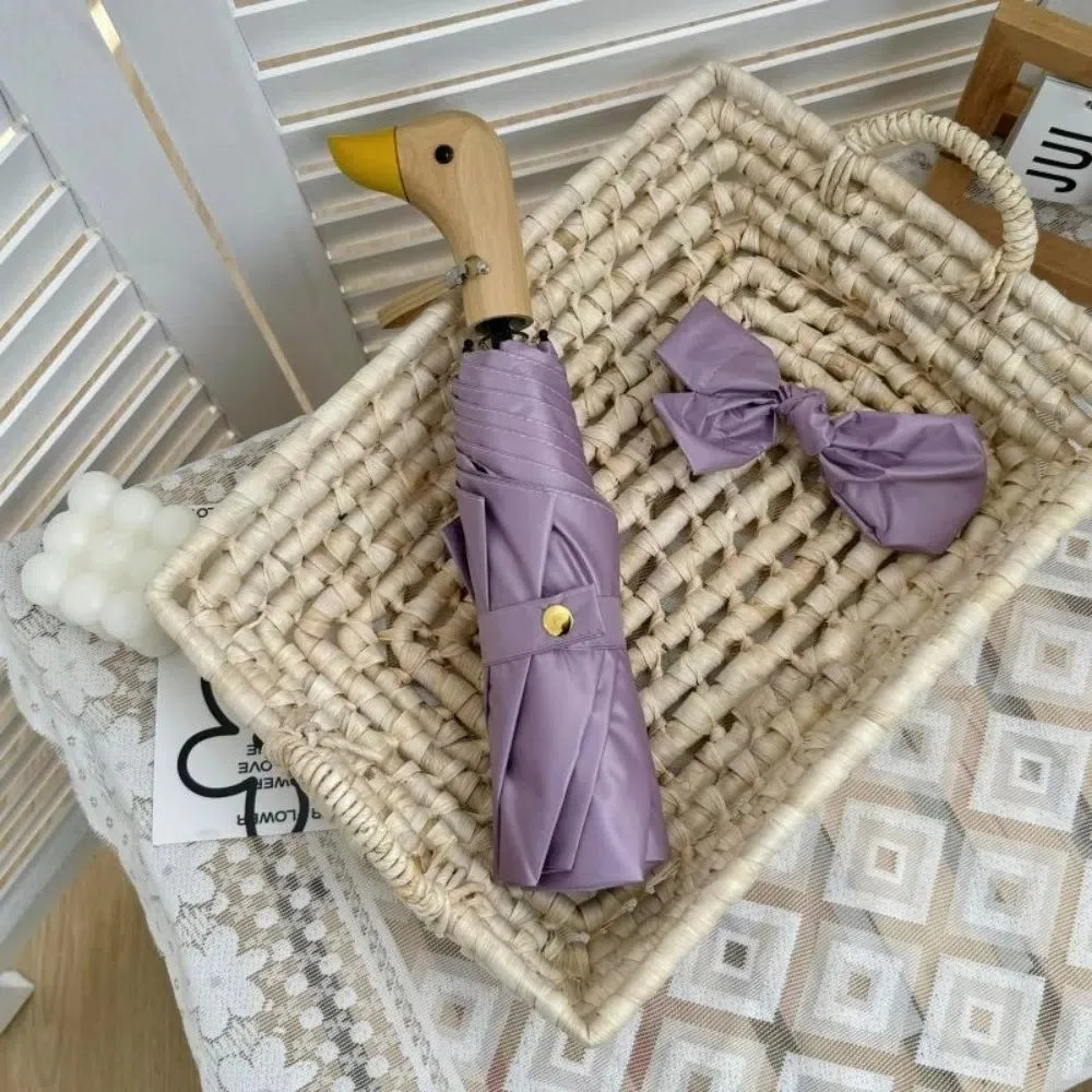 INS Cartoon Folding Umbrella Dual-use Waterproof Duck Head Umbrella UV Protection Manual Sun Sunscreen Umbrella Rain Gear