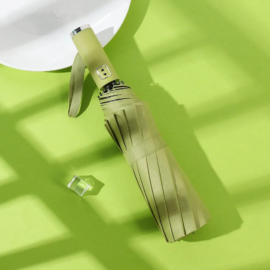 Stylish Automatic Umbrella - UV Protection, Windproof with 10 Reinforced Ribs, Design for Sun & Rain