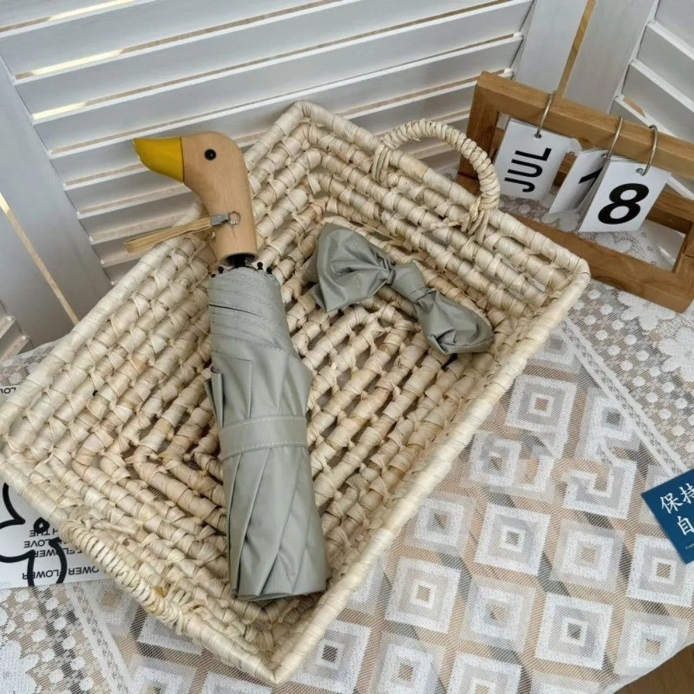 INS Cartoon Folding Umbrella Dual-use Waterproof Duck Head Umbrella UV Protection Manual Sun Sunscreen Umbrella Rain Gear