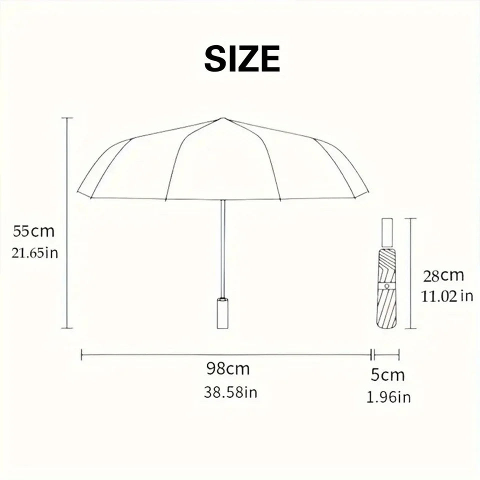 1pc Automatic Open/Close Compact Umbrella with, 8-Rib Sturdy Frame & Wildflower Print - Lightweight Portable Folding Umbrella