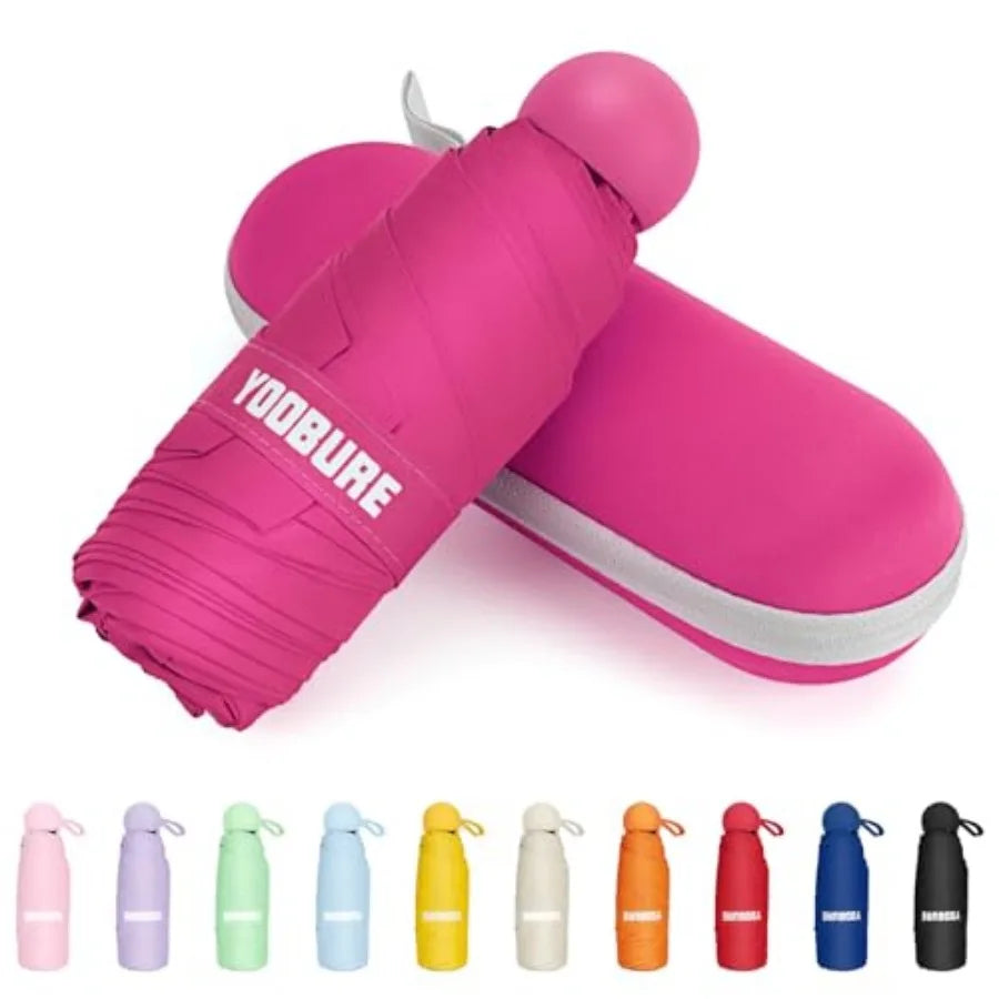 Travel Umbrella Portable Compact Umbrellas, Pocket Mini for Purse, Umbrellas for UV Sun and Rain Small for Backpack, Umbrella w