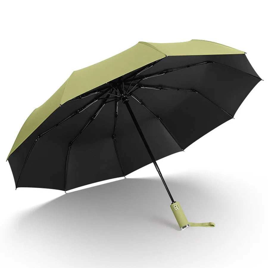 Stylish Automatic Umbrella - UV Protection, Windproof with 10 Reinforced Ribs, Design for Sun & Rain
