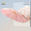 New curved hook pattern sun umbrella, fresh and cute women's sunshade umbrella, black and colorful glue three-fold sunshade and