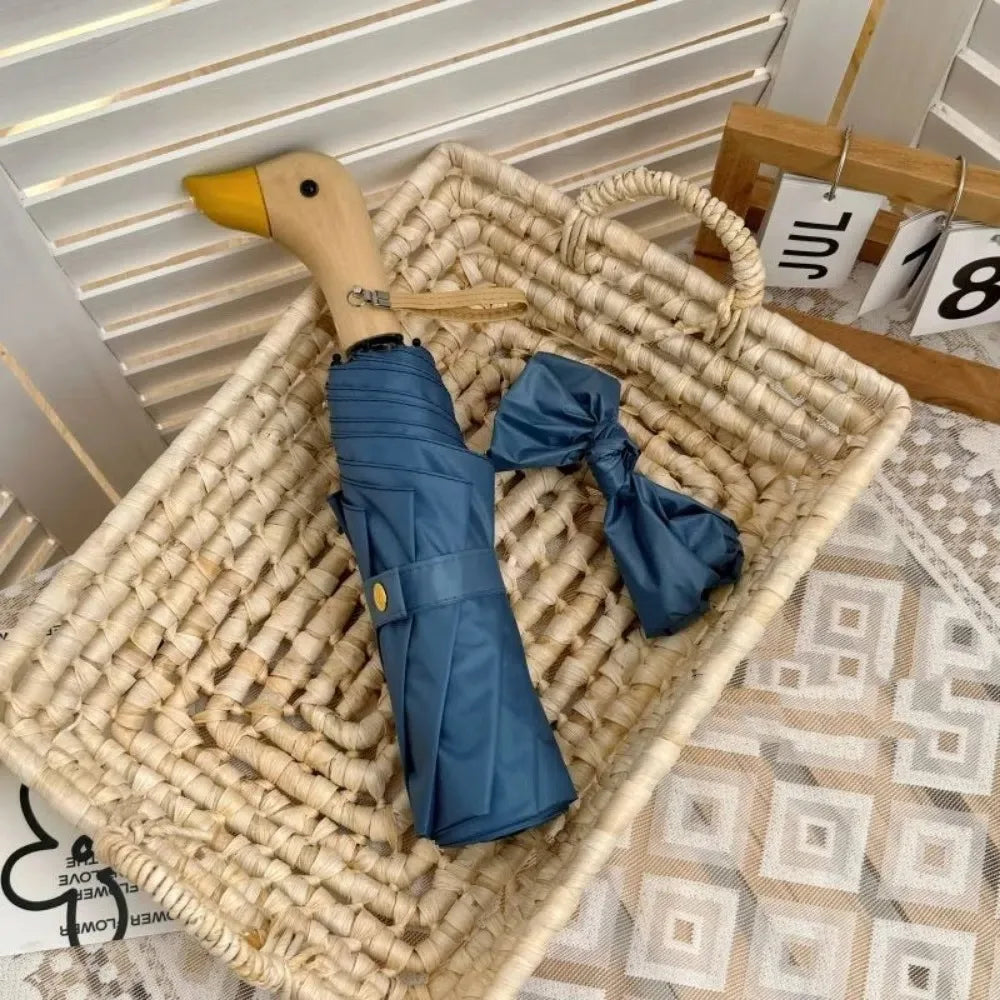 INS Cartoon Folding Umbrella Dual-use Waterproof Duck Head Umbrella UV Protection Manual Sun Sunscreen Umbrella Rain Gear