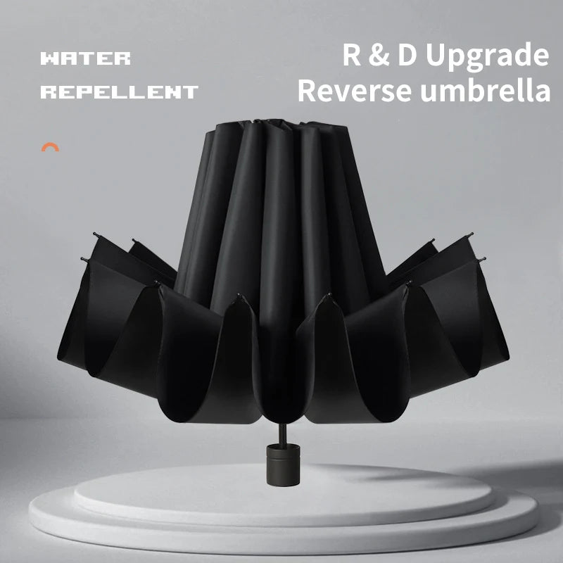 Super Large Foldable Umbrella Black Sun Protection Reinforced 12 Bones Sturdy for Three Men And Women  Manually open