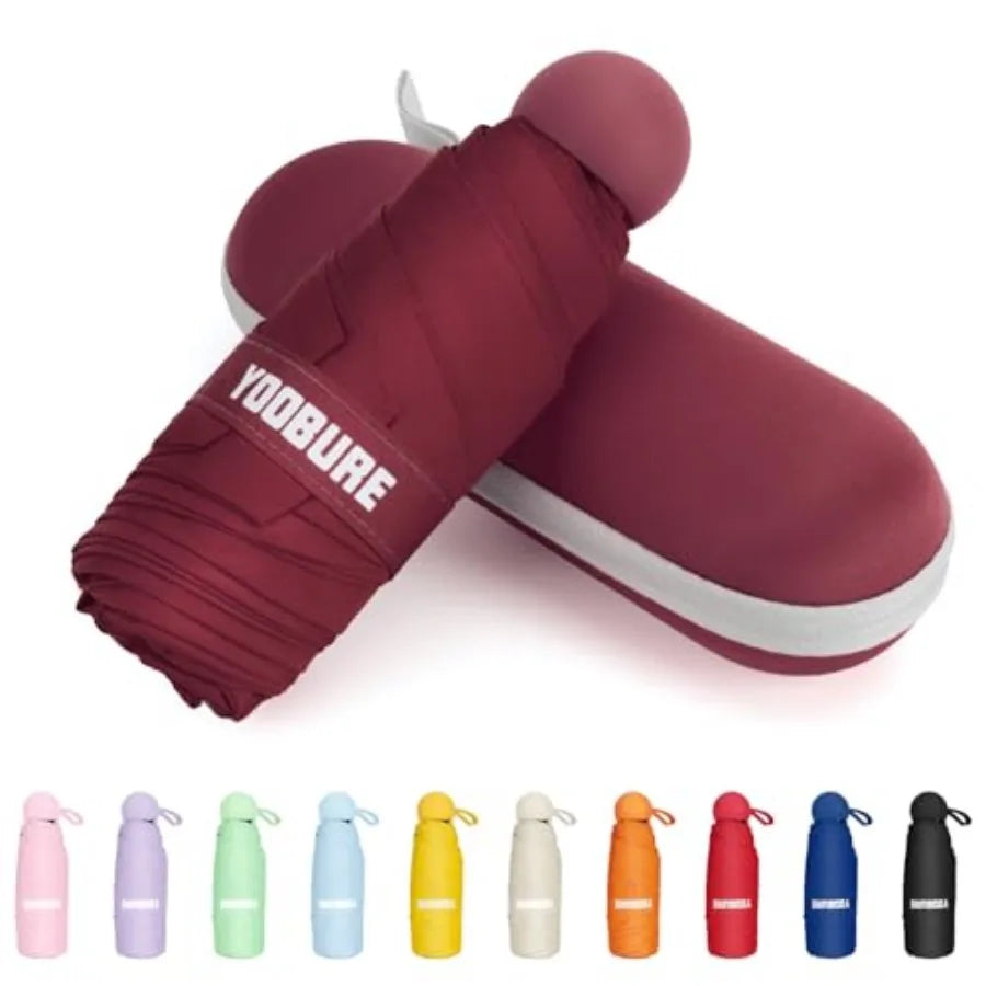 Travel Umbrella Portable Compact Umbrellas, Pocket Mini for Purse, Umbrellas for UV Sun and Rain Small for Backpack, Umbrella w