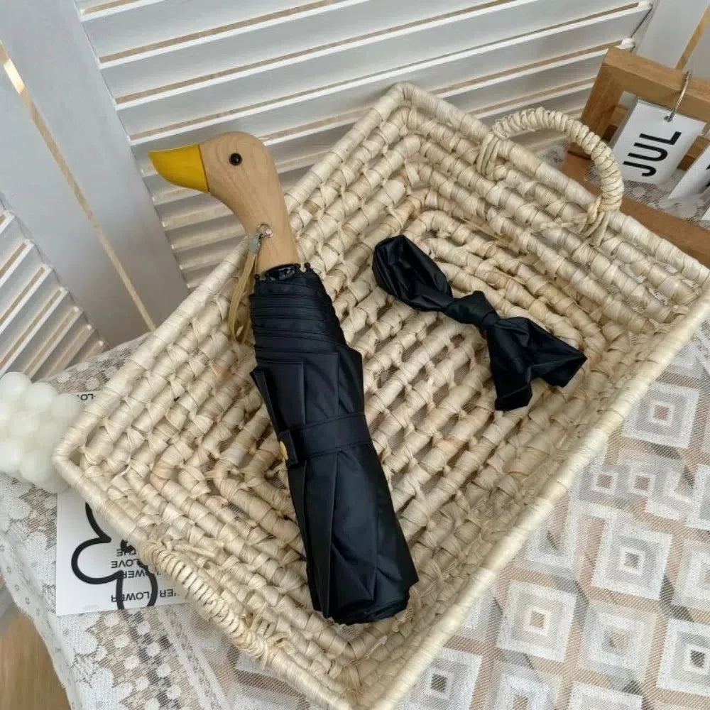 INS Cartoon Folding Umbrella Dual-use Waterproof Duck Head Umbrella UV Protection Manual Sun Sunscreen Umbrella Rain Gear